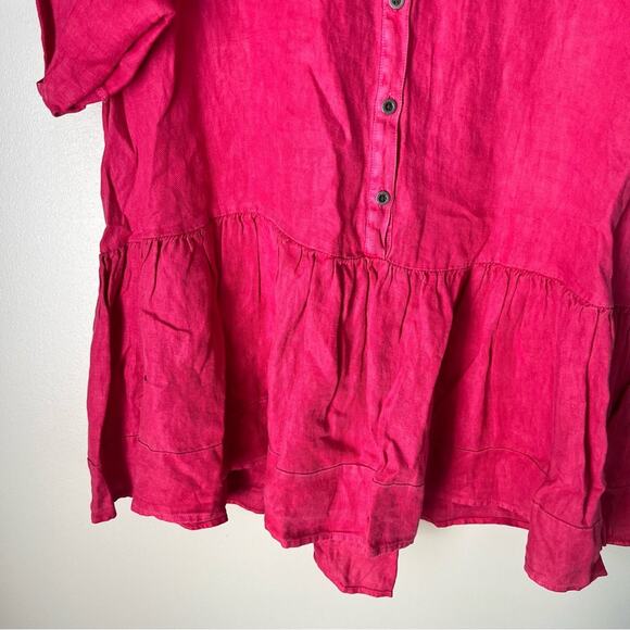 Free People Women’s Red Linen Boho Mini Swing Dress Small - Picture 9 of 9